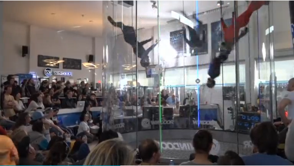 Over 200 flyers compete in the fourth edition of the Wind Games indoor skydiving championship at the wind tunnel in Empuriabrava, Spain, including a 14-year-old female from Singapore.(photo grabbed from Reuters video)