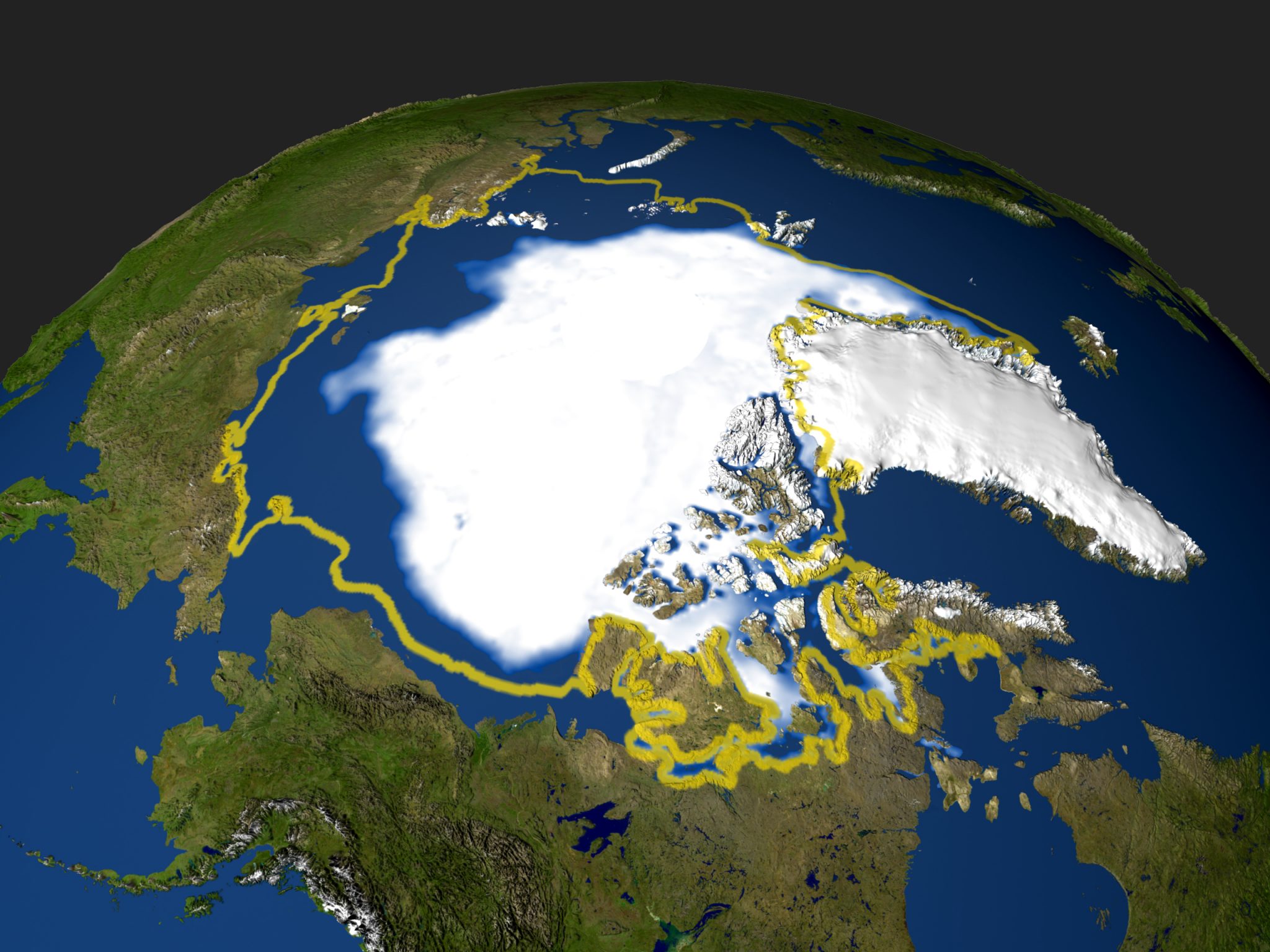 (FILES) This file satellite photo taken on September 29, 2005 and handout by NASA shows the minimum concentration of Arctic sea ice in 2005 that occurred on September 21, when the sea ice extent dropped to 2,05 million square miles (53 094 969 million square kilometers). There's good and bad news for people, and polar bears, threatened by the Arctic's vanishing sea ice, scientists said on March 6, 2017. First the good news: summer ice cover is "virtually certain" to survive if average global warming does not rise more than 1.5 degrees Celsius (2.7 degrees Fahrenheit) above pre-industrial era levels, they reported in the journal Nature Climate Change. / AFP PHOTO / NASA / HO