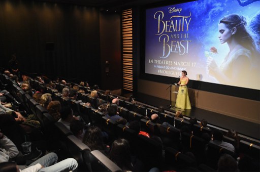 NEW YORK, NY - MARCH 13: Emma Watson, who stars as Belle in Disney's Beauty and the Beast, shares her love of books with children from The NY Film Society for Kids at Lincoln Center's Francesca Beale Theater on March 13, 2017 in New York City. Jamie McCarthy/Getty Images for Walt Disney Studios/AFP