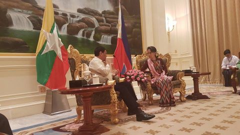 Philippine President Rodrigo Duterte during his meeting with Myanmar State Counsellor Aung San Suu Kyi (Phot courtesy Agiculture Secretary Manny Pinol's facebook post.)