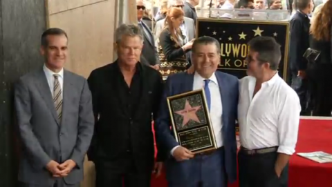 Haim Saban, the creator and producer of the' Power Rangers' franchise, receives the 2,605th star on the Hollywood Walk of Fame.(photo grabbed from Reuters video)