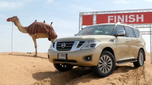 Japanese automaker Nissan has developed a measurement of the performance ability of SUV cars on sand, which they are calling Desert Camel Power. (Photo grabbed from Reuters video)
