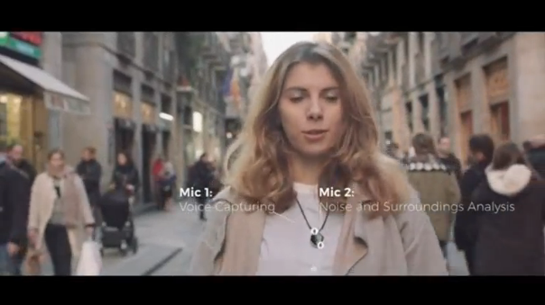 Ukrainian programmers have developed a device in the shape of a pendant that can record your voice and transcribe it into a text file. (Photo grabbed from Reuters video)