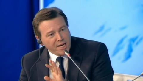 Russian President Vladimir Putin quotes a U.S. president to deny Russian interference in in last year's U.S. election.(photo grabbed from Reuters video)