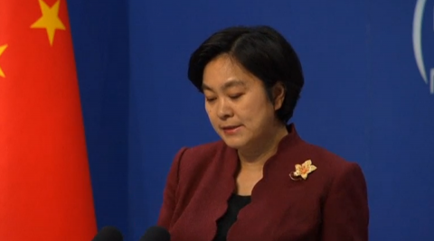 China's foreign minisry spokeswoman Hua Chunying said in a press briefing that China is in touch with the Philippines about the possible visit of a Chinese naval ship to the country.  (Photo grabbed from Reuters video)