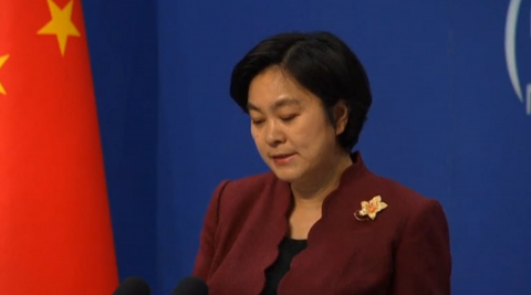 China's foreign minisry spokeswoman Hua Chunying said in a press briefing that China is in touch with the Philippines about the possible visit of a Chinese naval ship to the country. (Photo grabbed from Reuters video)