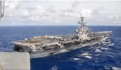  Aerial view of aircraft carrier USS Carl Vinson (Photo grabbed from Reuters video)