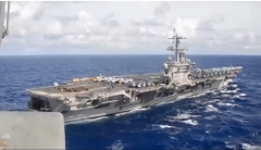 Aerial view of aircraft carrier USS Carl Vinson (Photo grabbed from Reuters video)