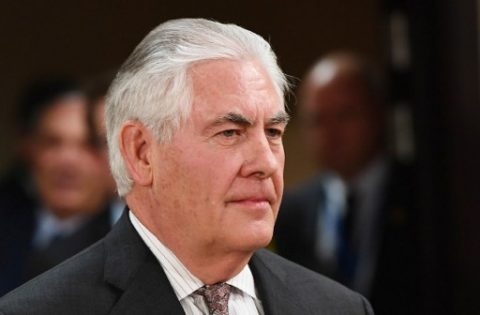 US Secretary of State Rex Tillerson attends a NATO foreign ministers' meetings at the NATO headquarters in Brussels on March 31, 2017. US Secretary of State Rex Tillerson pressed NATO allies on March 31 to ramp up military spending and denounced Russia's "aggression" in Ukraine, toughening the Trump administration's tone toward Moscow. / AFP PHOTO / EMMANUEL DUNAND