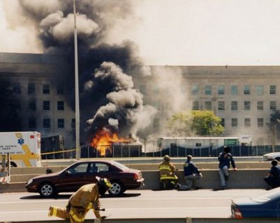 This image by the Federal Bureau of Investigation (FBI) newly released on March 31, 2017, shows first responders at the Pentagon after American Airlines Flight 77 crashed into the Pentagon on September 11, 2001. The flight from Dulles International Airport to Los Angeles, was hijacked by five al Qaeda terrorists, who flew the plane into the building at 9:37am ET, on September 11, killing 64 passengers and crew and 125 people in the Pentagon. / AFP PHOTO / FBI / HO / RESTRICTED TO EDITORIAL USE - MANDATORY CREDIT "AFP PHOTO / FBI" - NO MARKETING NO ADVERTISING CAMPAIGNS - DISTRIBUTED AS A SERVICE TO CLIENTS