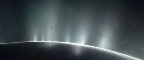 This handout illustration obtained April 13, 2017 courtesy of NASA, shows NASA's Cassini spacecraft diving through the plume of Saturn's moon Enceladus, in 2015. Two veteran NASA missions are providing new details about icy, ocean-bearing moons of Jupiter and Saturn, further heightening the scientific interest of these and other "ocean worlds" in our solar system and beyond. / AFP PHOTO / NASA / Handout / RESTRICTED TO EDITORIAL USE - MANDATORY CREDIT AFP PHOTO /NASA - NO MARKETING - NO ADVERTISING CAMPAIGNS - DISTRIBUTED AS A SERVICE TO CLIENTS