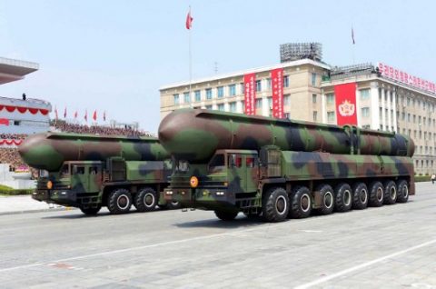 This April 15, 2017 picture released from North Korea's official Korean Central News Agency (KCNA) on April 16, 2017 shows Korean People's ballistic missiles being displayed through Kim Il-Sung square during a military parade in Pyongyang marking the 105th anniversary of the birth of late North Korean leader Kim Il-Sung. / AFP PHOTO / KCNA VIA KNS / STR / South Korea OUT / REPUBLIC OF KOREA OUT ---EDITORS NOTE--- RESTRICTED TO EDITORIAL USE - MANDATORY CREDIT "AFP PHOTO/KCNA VIA KNS" - NO MARKETING NO ADVERTISING CAMPAIGNS - DISTRIBUTED AS A SERVICE TO CLIENTS THIS PICTURE WAS MADE AVAILABLE BY A THIRD PARTY. AFP CAN NOT INDEPENDENTLY VERIFY THE AUTHENTICITY, LOCATION, DATE AND CONTENT OF THIS IMAGE. THIS PHOTO IS DISTRIBUTED EXACTLY AS RECEIVED BY AFP. /