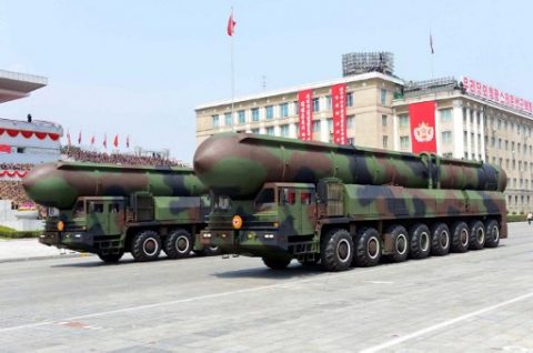 This April 15, 2017 picture released from North Korea's official Korean Central News Agency (KCNA) on April 16, 2017 shows Korean People's ballistic missiles being displayed through Kim Il-Sung square during a military parade in Pyongyang marking the 105th anniversary of the birth of late North Korean leader Kim Il-Sung. / AFP PHOTO / KCNA VIA KNS / STR / South Korea OUT / REPUBLIC OF KOREA OUT   ---EDITORS NOTE--- RESTRICTED TO EDITORIAL USE - MANDATORY CREDIT "AFP PHOTO/KCNA VIA KNS" - NO MARKETING NO ADVERTISING CAMPAIGNS - DISTRIBUTED AS A SERVICE TO CLIENTS THIS PICTURE WAS MADE AVAILABLE BY A THIRD PARTY. AFP CAN NOT INDEPENDENTLY VERIFY THE AUTHENTICITY, LOCATION, DATE AND CONTENT OF THIS IMAGE. THIS PHOTO IS DISTRIBUTED EXACTLY AS RECEIVED BY AFP.  /