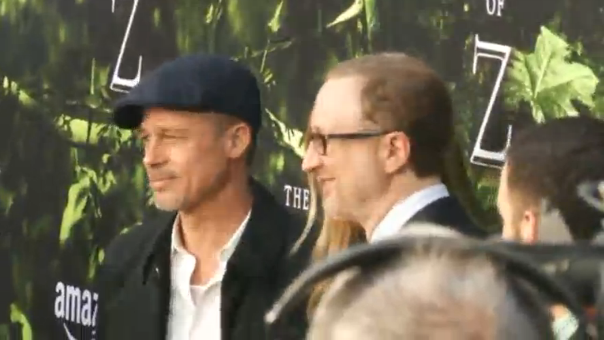 Brad Pitt makes his red carpet return at the premiere of 'The Lost City Of Z' in Los Angeles. (Photo grabbed from Reuters video)