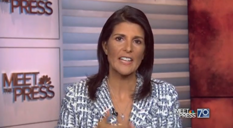 United States Ambassador to the United Nations, Nikki Haley says peace in Syria would not be possible if Syrian President Bashar al-Assad remains in power.  (Courtesy NBC's Meet the Press)