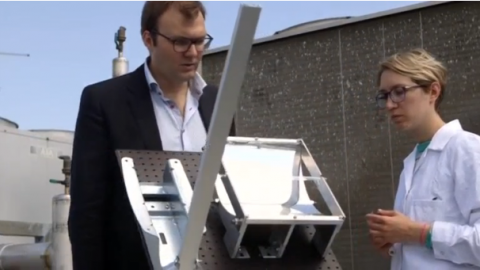 Researchers in Sweden work on how to efficiently store solar energy in a chemical liquid which can be transported and then released as heat whenever needed.(photo grabbed from Reuters video)
