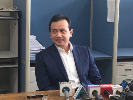 Senator Antonio Trillanes during his presscon at the Senate. Trillanes said the "witness" Guillermina Barrido Arcillas, was the one who had approached them with alleged damaging information that would pin down President Duterte. (Eagle News Service)