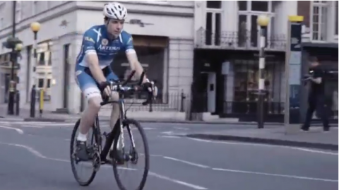 British cyclist Mark Beaumont gets set to prepare for a world record attempt to cycle around the world in 80 days, by starting off with a warm-up around the coast of the British Isles in 20 days.(photo grabbed from Reuters video)