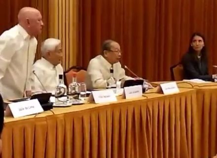 National Democratic Front of the Philippines (NDFP) chief negotiator Jose Maria Sison thanks President Rodrigo Duterte for allowing government negotiators to attend the fourth round of formal peace talks in the Hague, the Netherlands. The fourth round of talks opened on Monday, April 3, 2017.(Photo grabbed from facebook live of NDF facebook page)