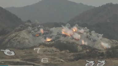 South Korea and the United States hold a large scale live-fire exercise amid mounting tensions on the Korean peninsula. Photo grabbed from Reuters video file.