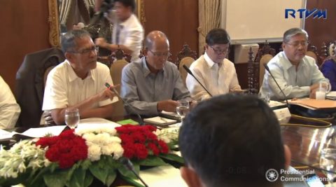 Interior and Local Government Secretary Ismael Sueno explaining at the 14th Cabinet Meeting in Malacanang. President Rodrigo Duterte dismissed Sueno at the end of Monday's cabinet meeting citing "loss of trust and confidence." (Photo grabbed from RTVM video)