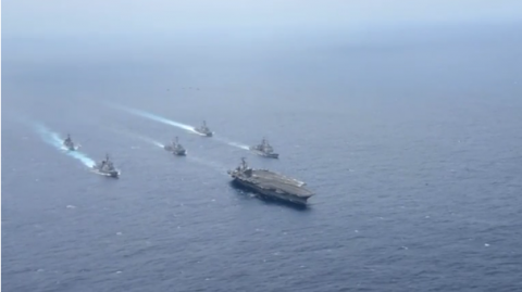 U.S. Navy releases video showing American and Japanese warships purported to be in the Philippine Sea.(photo grabbed from Reuters video)