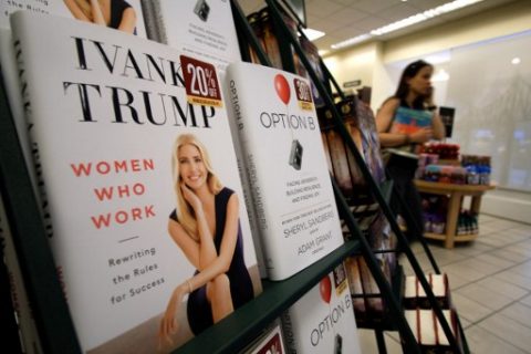 A woman walks past a shelf displaying Ivanka Trump's book "Women Who Work: Rewriting the Rules for Success" at a Barnes and Nobel bookstore in New York on May 2, 2017.  Ivanka Trump revived ethics concerns by publishing a self-help book for working women, albeit peppered with advice likely to jar with those outside the moneyed elite. "Women Who Work: Rewriting the Rules for Success" was released simultaneously in hardback, ebook, 497-minute audio download and CD. / AFP PHOTO / Jewel SAMAD