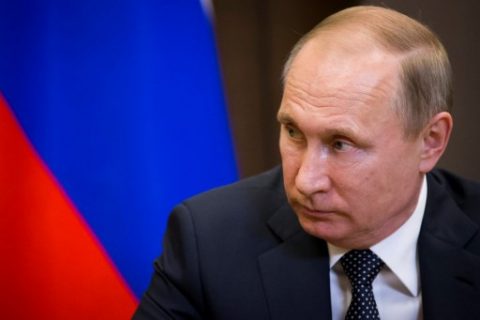 Russian President Vladimir Putin attends a meeting with Anatoly Bibilov (not pictured), the leader of Georgia's breakaway region of South Ossetia, at the Bocharov Ruchei state residence in Sochi on May 2, 2017. / AFP PHOTO / POOL / Alexander Zemlianichenko