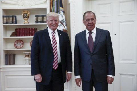 (FILES) This file handout photo taken on May 10, 2017 made available by the Russian Foreign Ministry shows shows US President Donald J. Trump (L) posing with Russian Foreign Minister Sergei Lavrov (R) during their meeting at the White House in Washington, DC on May 10, 2017. President Donald Trump revealed highly classified information to Russia's foreign minister and ambassador to the United States during an Oval Office meeting last week, the Washington Post reported Monday, May 15, 2017. / AFP PHOTO / RUSSIAN FOREIGN MINISTRY / HO / RESTRICTED TO EDITORIAL USE - MANDATORY CREDIT "AFP PHOTO / RUSSIAN FOREIGN MINISTRY" - NO MARKETING NO ADVERTISING CAMPAIGNS - DISTRIBUTED AS A SERVICE TO CLIENTS