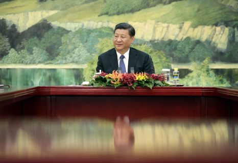 China's President Xi Jinping attends a meeting with South Korean special envoy Lee Hae-chan (unseen) at the Great Hall of the People in Beijing on May 19, 2017. / AFP PHOTO / POOL / JASON LEE