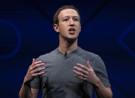 SAN JOSE, CA - APRIL 18: Facebook CEO Mark Zuckerberg delivers the keynote address at Facebook's F8 Developer Conference on April 18, 2017 at McEnery Convention Center in San Jose, California. The conference will explore Facebook's new technology initiatives and products. Justin Sullivan/Getty Images/AFP