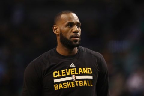BOSTON, MA - MAY 17: LeBron James #23 of the Cleveland Cavaliers looks on prior to Game One of the 2017 NBA Eastern Conference Finals against the Boston Celtics at TD Garden on May 17, 2017 in Boston, Massachusetts. NOTE TO USER: User expressly acknowledges and agrees that, by downloading and or using this photograph, User is consenting to the terms and conditions of the Getty Images License Agreement. Elsa/Getty Images/AFP