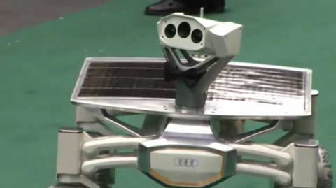 A German-designed moon rover known as the Audi lunar quattro rover got a starring role at the premiere of Ridley Scott's 'Alien: Covenant' in London on Thursday (May 4).(photo grabbed from Reuters video)