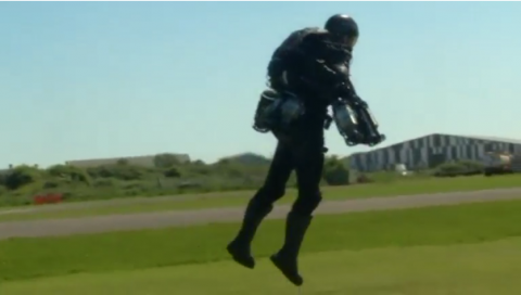  The British inventor of an "Iron Man"-style jet suit has lofty hopes for powering his creation from a curiosity to a tool in industries ranging from entertainment to the military.(photo grabbed from Reuters video)