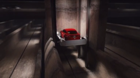 The Boring Company unveil their innovative underground tunneling system.(photo grabbed from Reuters video)