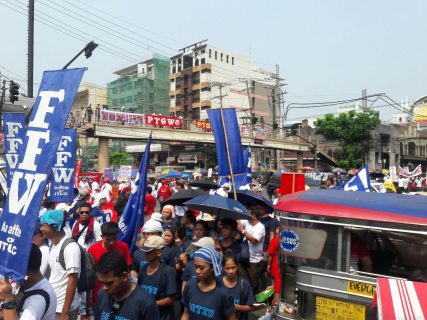 Militant groups staging a rally at Mendiola on Labor Day. Erwin Temperante/ Eagle News Service