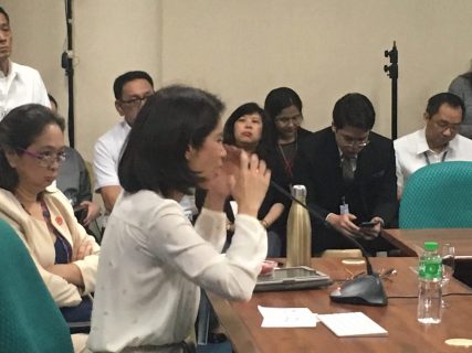 Gina Lopez habang nakasalang sa Commission on Appointments ngayong ika-2 ng Mayo, 2017. Meanne Corvera/ Eagle News Service