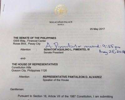 Bahagi ng report ukol sa mga batayan sa pagdedeklara ni Pangulong Rodrigo Duterte ng martial law sa Mindanao.