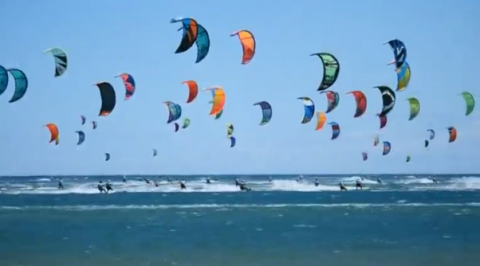 More than 250 kitesurfers race off France coast for Defi Kite title(photo grabbed from Reuters video)