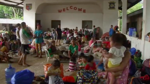 Residents took shelter at makeshift evacuation centres in the southern Philippines on Thursday (May 25), as government troops continued their assault against Islamic militants. Photo grabbed from Reuters video file.