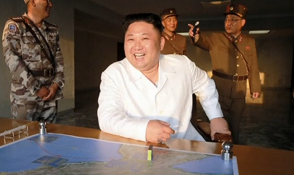 North Korean leader Kim Jong Un supervised the test of a ballistic missile controlled by a precision guidance system and ordered the development of more powerful strategic weapons, the North's state-run television KRT reported on Tuesday (May 30). Photo grabbed from Reuters video file.