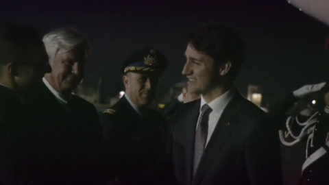 Canadian Prime Minister Justin Trudeau arrived in Sicily for his second Group of Seven (G7) meeting on Thursday (May 25).(photo grabbed from Reuters video)