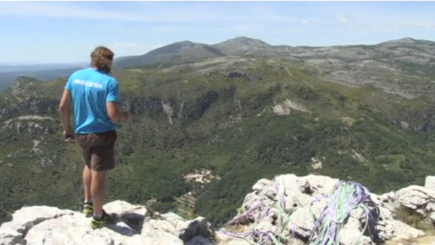 Slackline aficionados and highline pros gathered near the village of Saint-Jeannet nestled in France's south on Sunday (May 21), to watch participants in the fifth edition of the French Riviera Highline Meeting (FRHM) attempt to set a new world record.(photo grabbed from Reuters video)