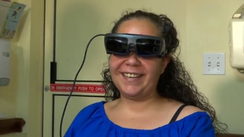 More than three years ago, Julissa Marquez was rendered blind from a near fatal stabbing. Doctors said she would never see again. Today, with help from a team of doctors at the New York Eye and Ear Infirmary of Mount Sinai and electronic glasses, Marquez's vision is nearly 20/20.(photo grabbed from Reuters video)