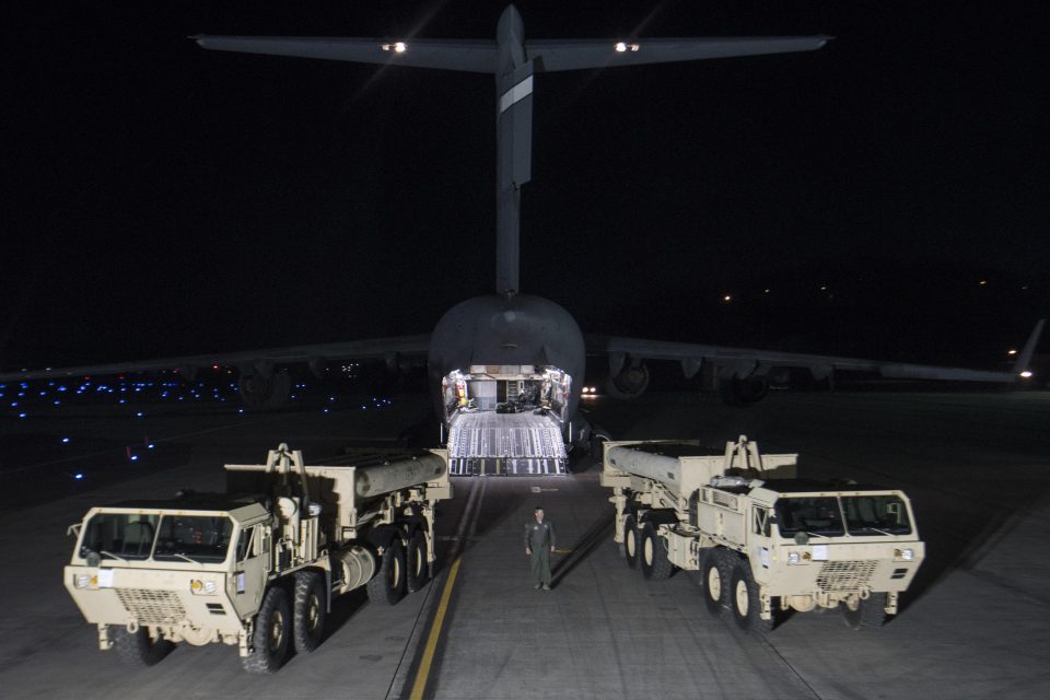 This US Department of Defense handout photo obtained April 26, 2017 shows US Forces Korea as they continue progress in fulfilling the South Korea-US alliance decision to install a Terminal High Altitude Area Defense, or THAAD, on the Korean Peninsula as the first elements of the THAAD system arrivied in South Korea,on March 6, 2017. A missile defense system that the United States has begun installing in South Korea will be operational in the coming days, a top American admiral said April 26, 2017. US troops began delivering the Terminal High Altitude Area Defense (THAAD) system for installation on a former golf course in the southern county of Seongju on the morning of April 26.THAAD "will be operational in the coming days and able to better defend South Korea against the growing North Korean threat," Admiral Harry Harris, who heads Pacific Command, told lawmakers. / AFP PHOTO / DoD / Handout / RESTRICTED TO EDITORIAL USE - MANDATORY CREDIT "AFP PHOTO / US DEPARTMENT OF DEFENSE" - NO MARKETING NO ADVERTISING CAMPAIGNS - DISTRIBUTED AS A SERVICE TO CLIENTS