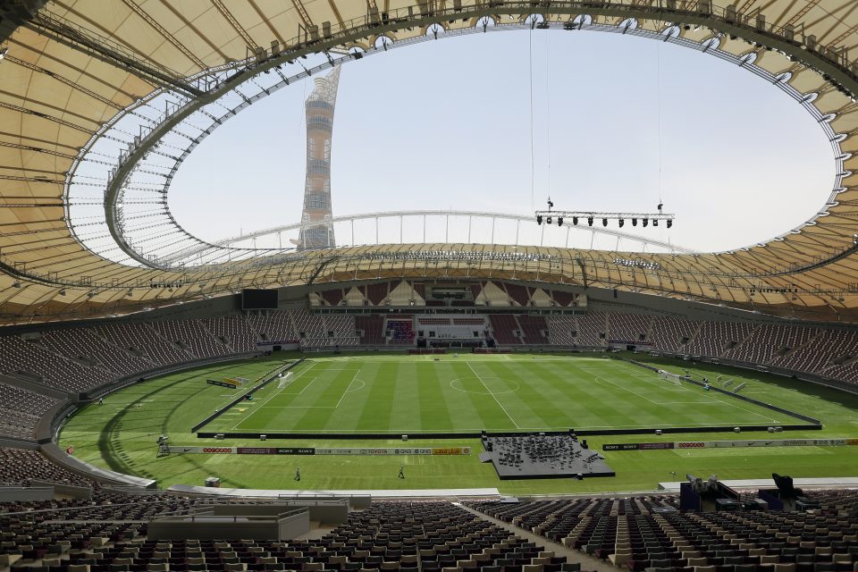 A picture taken on May 18, 2017, shows a general view of the Khalifa International Stadium in Doha after it was refurbished ahead of the Qatar 2022 FIFA World Cup. Up to 1.3 million fans will visit Qatar during the 2022 World Cup, according to Nasser Al-Khater, a senior figure with the body organising Qatar's World Cup, a figure equivalent to half the Gulf country's current population. / AFP PHOTO / KARIM JAAFAR