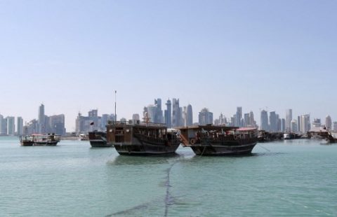A general view taken on June 5, 2017 shows boats sitting in the port along the corniche in Doha. Arab nations including Saudi Arabia and Egypt cut ties with Qatar, accusing it of supporting extremism, in the biggest diplomatic crisis to hit the region in years. / AFP PHOTO / STR