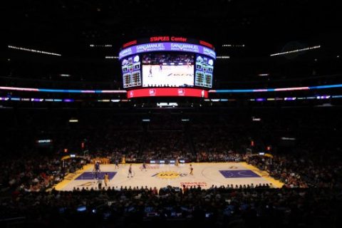 LOS ANGELES, CA - NOVEMBER 02: General view of the arena during the game between the Los Angeles Clippers and the Los Angeles Lakers at Staples Center on November 2, 2012 in Los Angeles, California. The Clippers won 105-95. NOTE TO USER: User expressly acknowledges and agrees that, by downloading and or using this photograph, User is consenting to the terms and conditions of the Getty Images License Agreement. Stephen Dunn/Getty Images/AFP