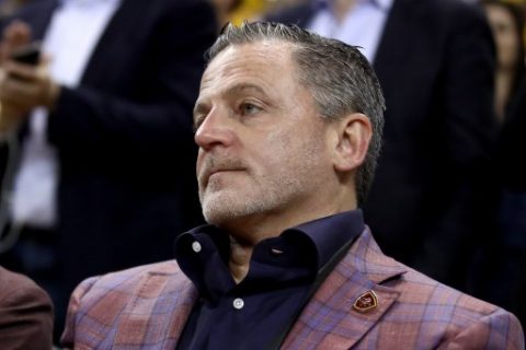 OAKLAND, CA - JUNE 01: Cleveland Cavaliers owner Dan Gilbert looks on during Game 1 of the 2017 NBA Finals at ORACLE Arena on June 1, 2017 in Oakland, California. NOTE TO USER: User expressly acknowledges and agrees that, by downloading and or using this photograph, User is consenting to the terms and conditions of the Getty Images License Agreement. Ezra Shaw/Getty Images/AFP
