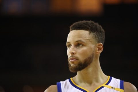 OAKLAND, CA - JUNE 12: Stephen Curry #30 of the Golden State Warriors looks on against the Cleveland Cavaliers during the first half in Game 5 of the 2017 NBA Finals at ORACLE Arena on June 12, 2017 in Oakland, California. NOTE TO USER: User expressly acknowledges and agrees that, by downloading and or using this photograph, User is consenting to the terms and conditions of the Getty Images License Agreement. Ezra Shaw/Getty Images/AFP